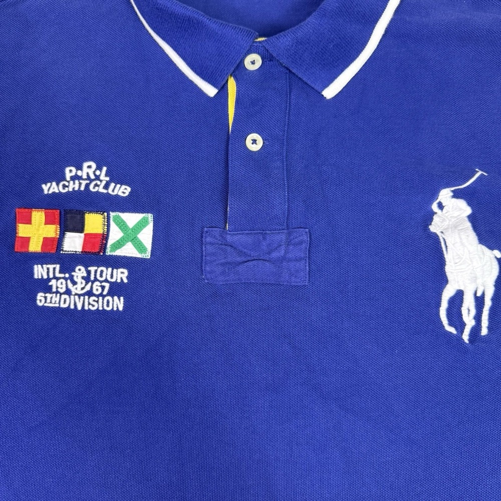 Polo Ralph Lauren XXL Big Pony Yacht Club Nautical Blue Polo Shirt Classic Fit - Picture 3 of 8